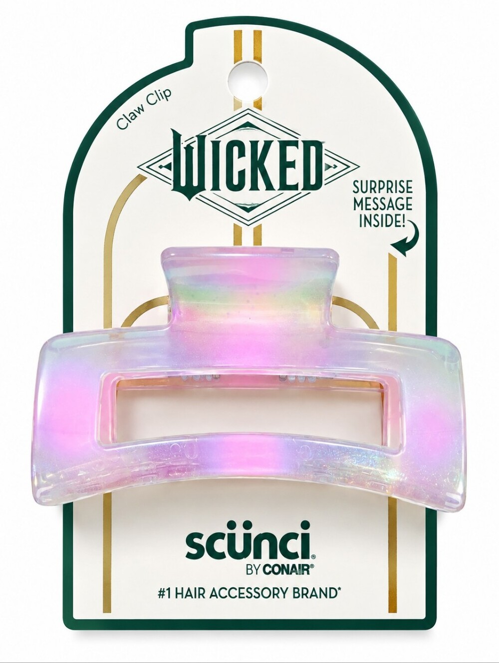 Scunci Wicked Glinda Iridescent So Popular Claw Hair Clip NWT